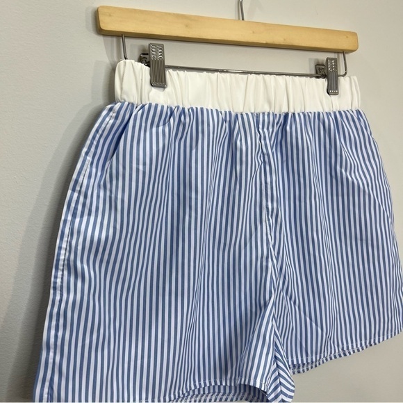 Blue White Stripe High Waist Pj Shorts 4 - Picture 4 of 8
